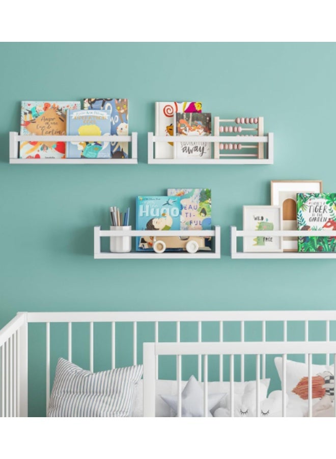 3 Pack White Solid Wood Wall Mount Storage Shelves, Bathroom Floating Wooden Organizer Rack with Towel Bar, No Drill Wall Shelf for Toiletries Cosmetic Bathroom Decor - Image 4