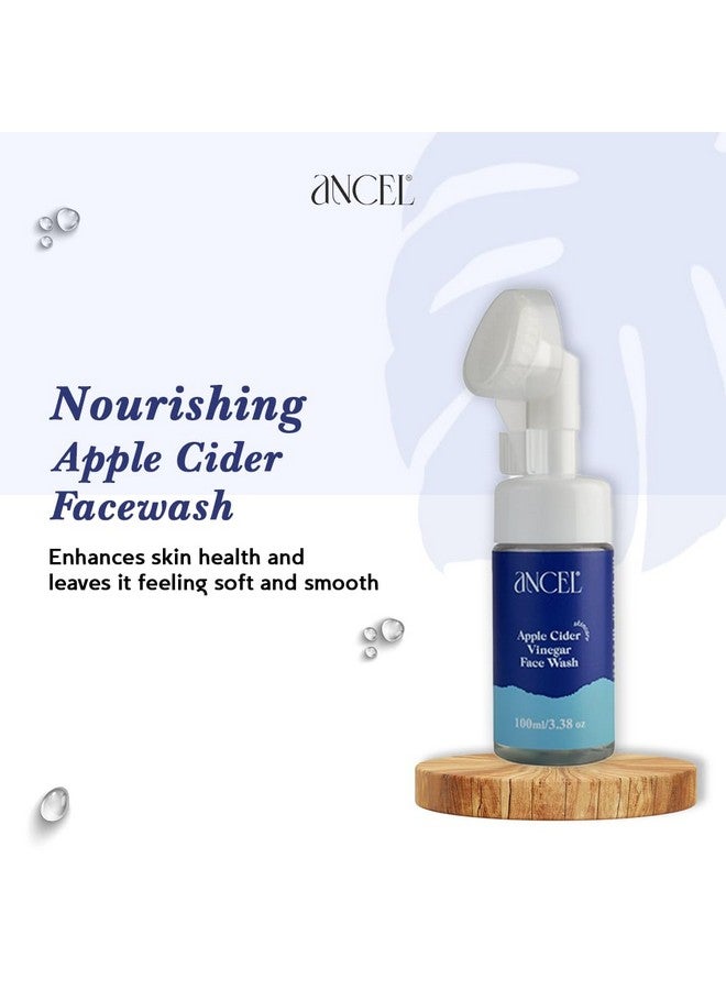 Ancel Apple Cider Vinegar Foaming Face Wash Built In Brush 100 Ml Apple Cider Vinegar & Aloevera For Oily Skin Paraben & Sulphate Free Face Wash For Women & Men - Image 2