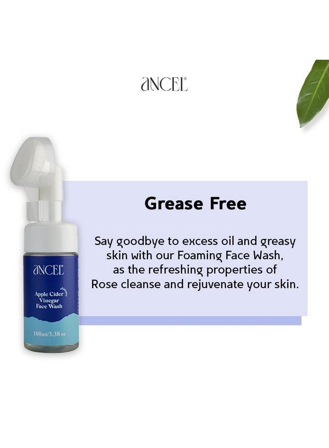 Ancel Apple Cider Vinegar Foaming Face Wash Built In Brush 100 Ml Apple Cider Vinegar & Aloevera For Oily Skin Paraben & Sulphate Free Face Wash For Women & Men - Image 3
