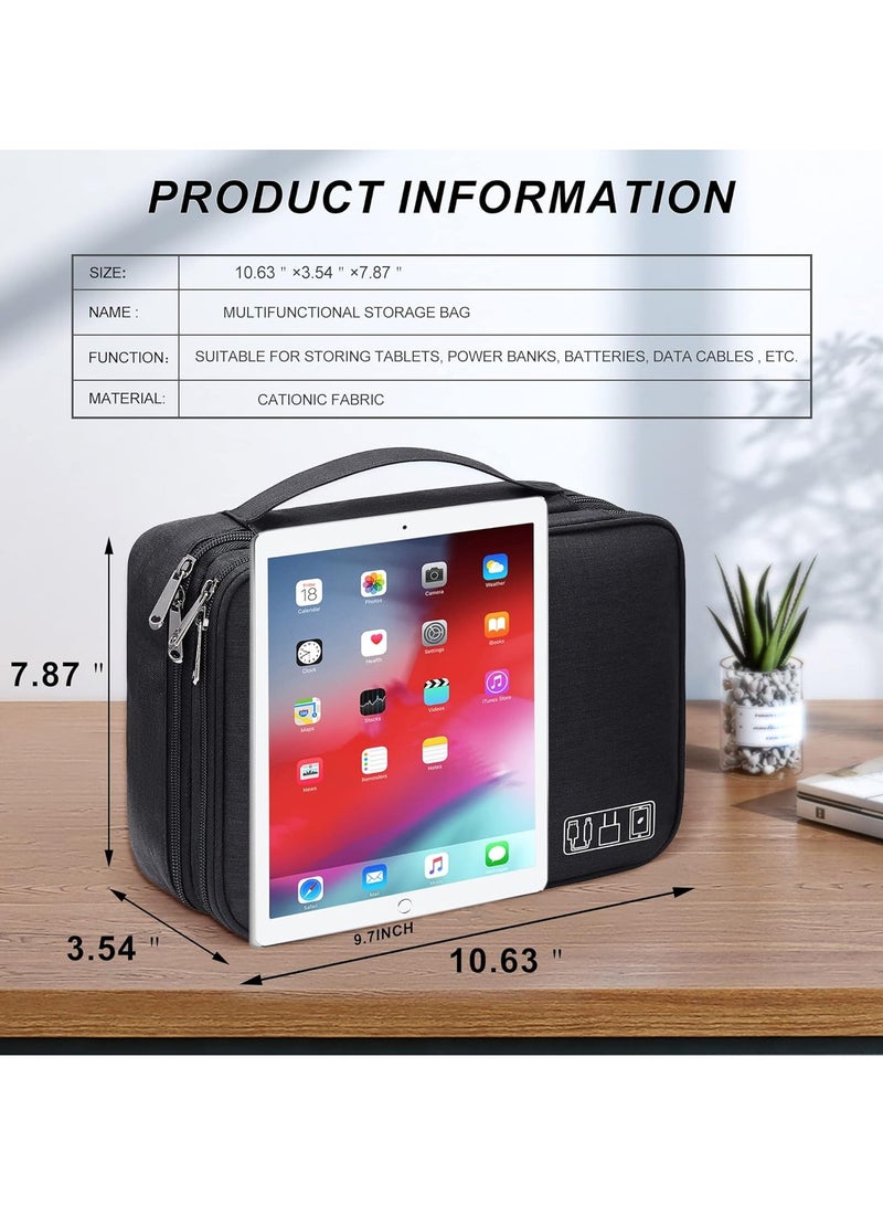 Electronic Bag Travel Cable Accessories Bag Waterproof Double Layer Electronics Organizer Portable Storage Case for Cable, Cord, Charger, Phone, Adapter, Power Bank, Kindle, Hard Drives  - Image 2