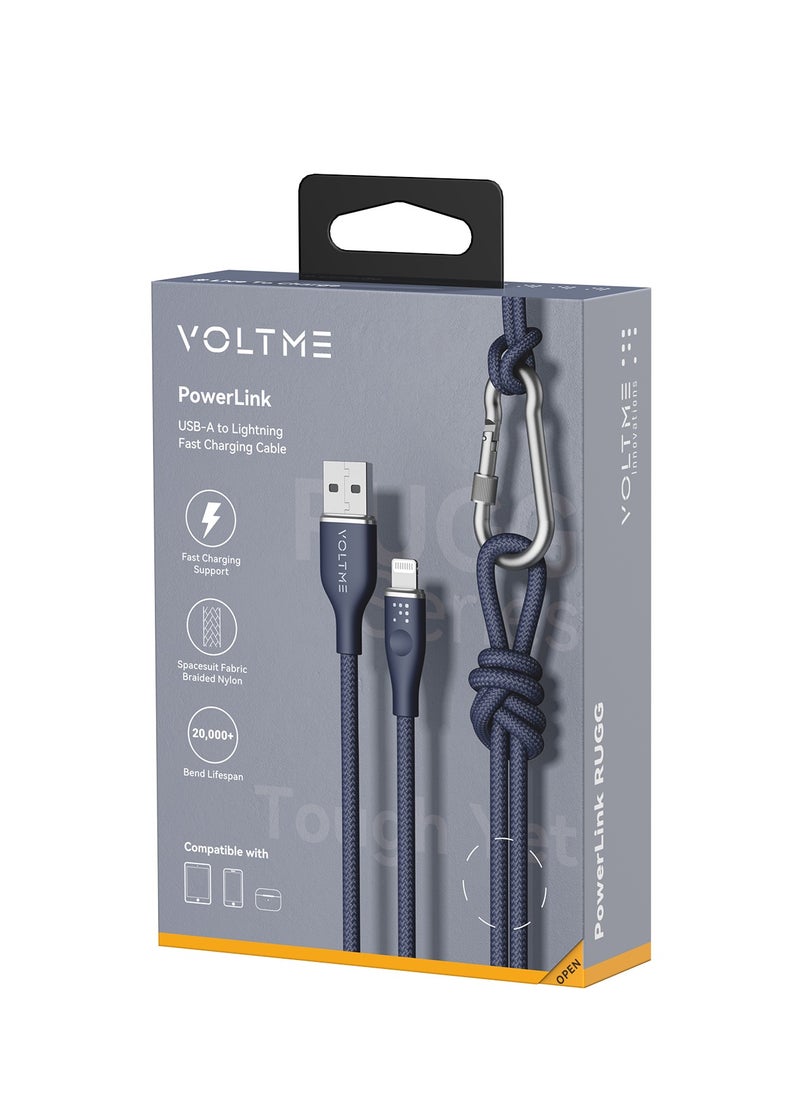 VOLTME - iPhone Cable USB-A to Lightning 4ft (1.2m), Double Nylon Braided, Fast Charging 3A, Zinc-Alloy Connector, Compatible with iPhone 14/13/12 Pro Max/12/11 Pro/X/XS/XR/8 Plus, iPad, iPod, Durable Tangle-Free Cord, High-Speed Data Sync, Apple Charger Cable (Blue) - Image 1