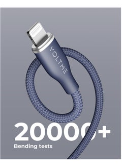 VOLTME iPhone Cable USB-A to Lightning 4ft (1.2m), Double Nylon Braided, Fast Charging 3A, Zinc-Alloy Connector, Compatible with iPhone 14/13/12 Pro Max/12/11 Pro/X/XS/XR/8 Plus, iPad, iPod, Durable Tangle-Free Cord, High-Speed Data Sync, Apple Charger Cable (Blue)  - Image 2