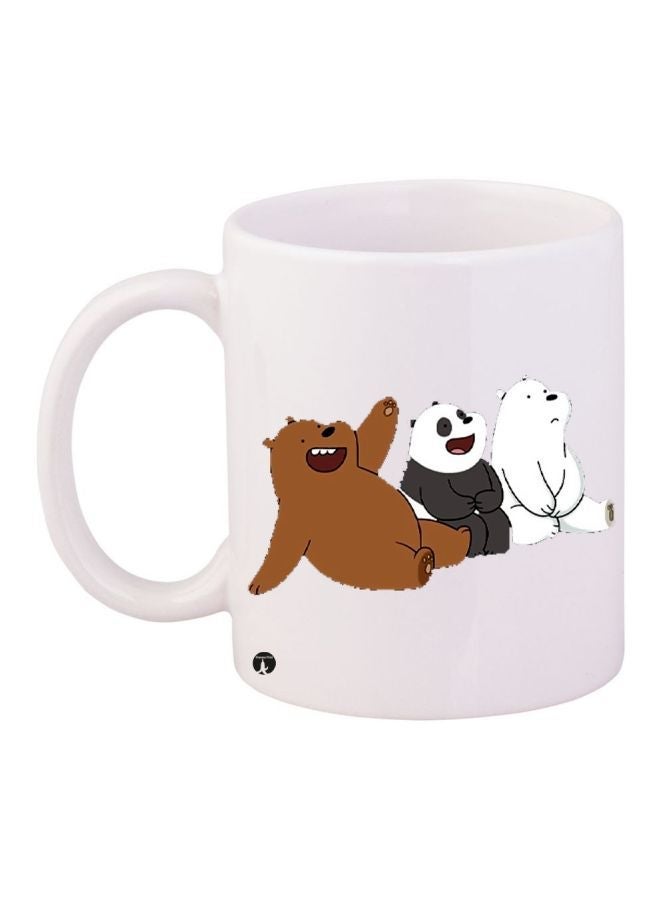Bear Printed Coffee Mug White/Brown/Black 11ounce