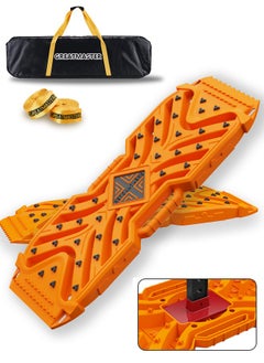 greatmaster GREATMASTER Off-Road Traction Boards with Jack Base, 2 Recovery Tracks Mat for 4X4 Jeep Truck Tire Traction-Sand, Mud, Snow Ladder Ramps (Orange with Black Nail)  - Image 1
