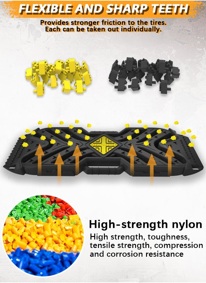 greatmaster GREATMASTER Off-Road Traction Boards with Jack Base, 2 Recovery Tracks Mat for 4X4 Jeep Truck Tire Traction-Sand, Mud, Snow Ladder Ramps (Orange with Black Nail)  - Image 2