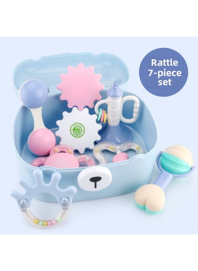 Baby Hand Bell Toy Set Newborn Baby Teething Gelatin Toy 0-2 Years Old Play Gift Box Set-Color:Plush Rattle Set Of Seven (without Plush)  - Image 1