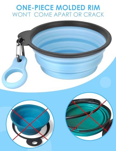 Aonkey Collapsible Dog Bowls with Bottle Carrier, 2 Pack Travel Dog Water Bowl Upgraded Carabiner, One-Piece Molded Rim No Fall Off or Crack, Foldable Silicone Portable for Pets Walking Hiking 15oz - Image 4