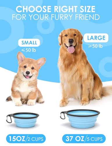 Aonkey Collapsible Dog Bowls with Bottle Carrier, 2 Pack Travel Dog Water Bowl Upgraded Carabiner, One-Piece Molded Rim No Fall Off or Crack, Foldable Silicone Portable for Pets Walking Hiking 15oz - Image 5