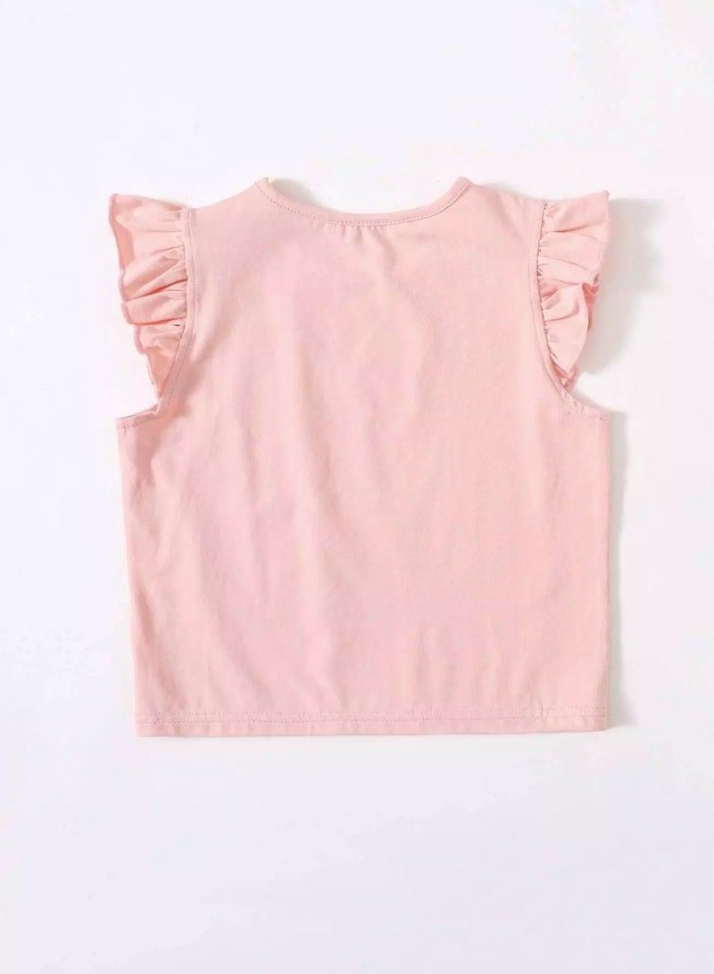 Toddler Girls Ruffle Armhole Unicorn Print Tank Top - Image 2