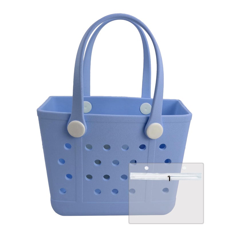 Juyeesm Small Rubber Beach Bags for Kids, Waterproof Sandproof Rubber Tote Bags Pool Bag for Travel, Boat, Sport - Image 1
