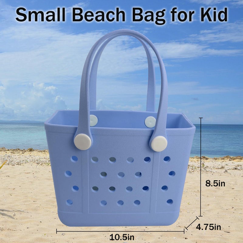 Juyeesm Small Rubber Beach Bags for Kids, Waterproof Sandproof Rubber Tote Bags Pool Bag for Travel, Boat, Sport - Image 2