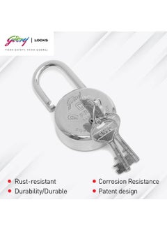 Godrej Locking Solutions and Systems Godrej Locks I Ace Pro 5 Levers 48mm Round Padlock I 3Keys I for aldrops Lockers toolboxes Industrial lockers Cycle Cable Ends Collapsible Grills Wooden cupboards suitcases I Silver Finish  - Image 5