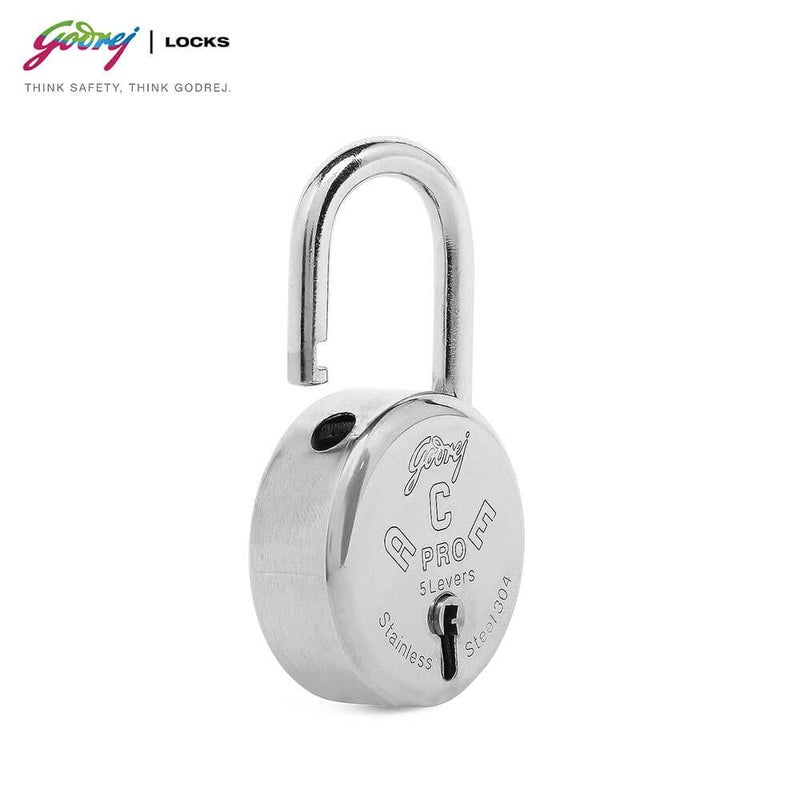 Godrej Locking Solutions and Systems Godrej Locks I Ace Pro 5 Levers 48mm Round Padlock I 3Keys I for aldrops Lockers toolboxes Industrial lockers Cycle Cable Ends Collapsible Grills Wooden cupboards suitcases I Silver Finish  - Image 2