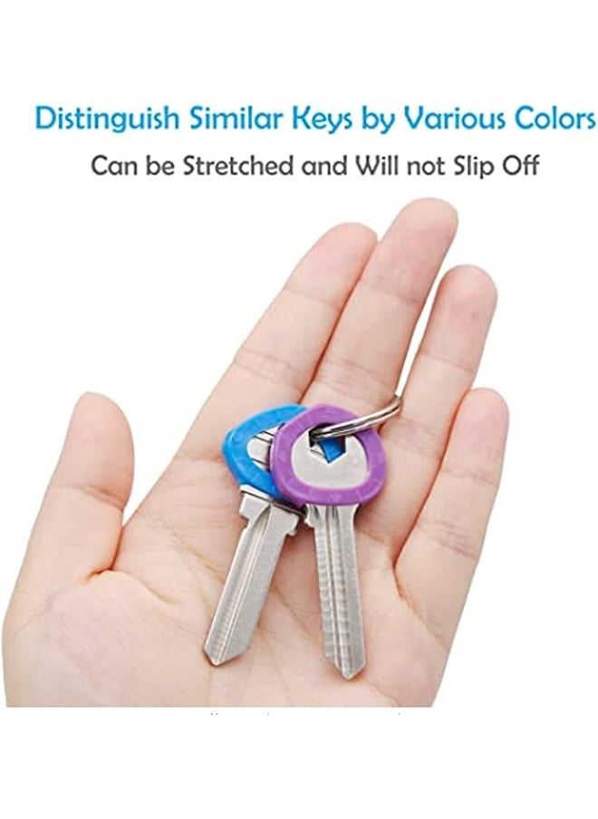 erorex Small Key Covers Tags Bright Colored Key Caps Silicone Key Covers Elastic Key Tags Key Identifier Coding Rings 0.8 Inch Dia Key Identifiers 24Pcs In 8 Colors Mixed Color  - Image 3