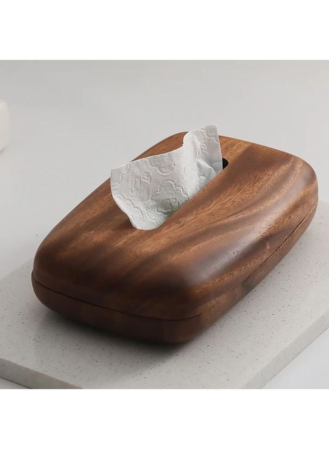 حامل علبة المناديل من الجوز مقاس 8.66 × 5.12 بوصة، تخزين زخرفي كلاسيكي لمكتب وغرفة المعيشة - Image 1