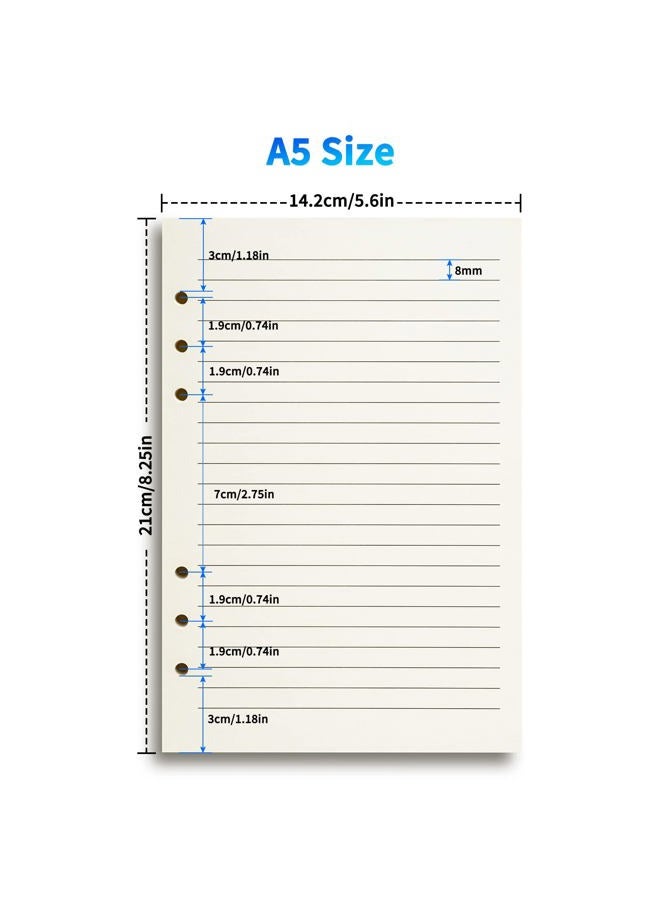 Tofun A5 Refillable Paper, A5 Lined Binder Refills for 6-Ring Binders, 80 Sheets 160 Pages, Cream Color - Image 2