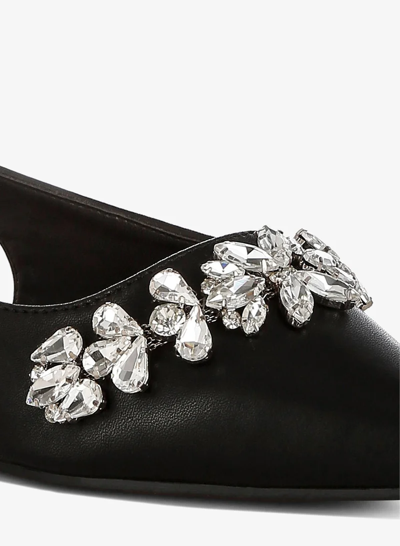London Rag black Diamante Embellished Flat Sandals in Black for Women | Best Price UAE
