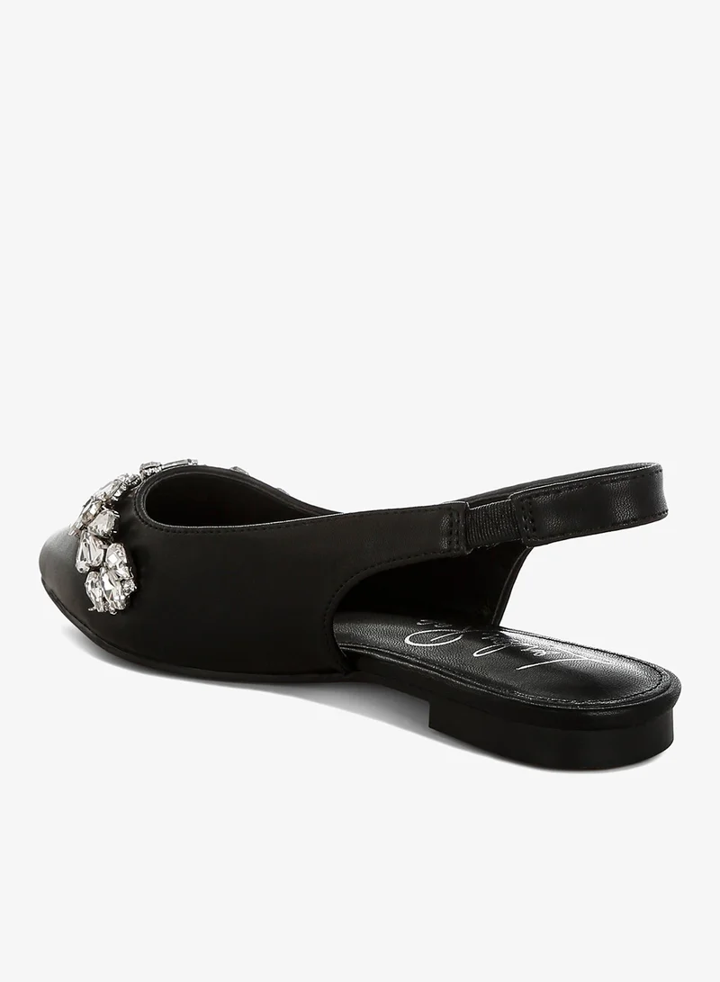 London Rag black Diamante Embellished Flat Sandals in Black for Women | Best Price UAE