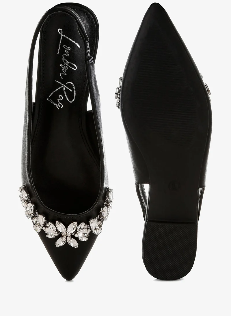 London Rag black Diamante Embellished Flat Sandals in Black for Women | Best Price UAE
