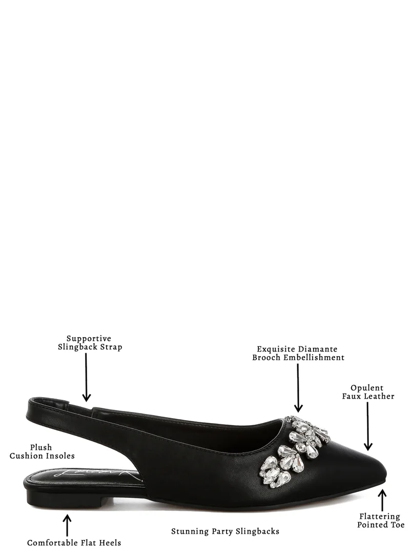 London Rag black Diamante Embellished Flat Sandals in Black for Women | Best Price UAE