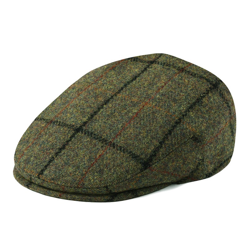 FEINION Men's Wool Tweed Newsboy Ivy Cap Gatsby Golf Flat Hat (Plaid Light Green, 7 1/2) - Image 1