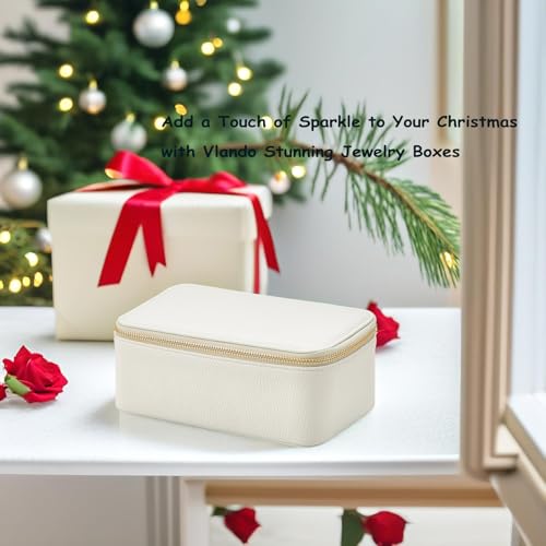 Vlando Travel Jewelry Box Organizer - 12 Small Velvet Zipped Pouches Pockets for Jewelries Necklaces Rings Earrings Sorting Storage, Offwhite - Image 4