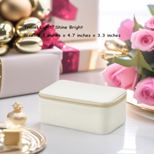 Vlando Travel Jewelry Box Organizer - 12 Small Velvet Zipped Pouches Pockets for Jewelries Necklaces Rings Earrings Sorting Storage, Offwhite - Image 2