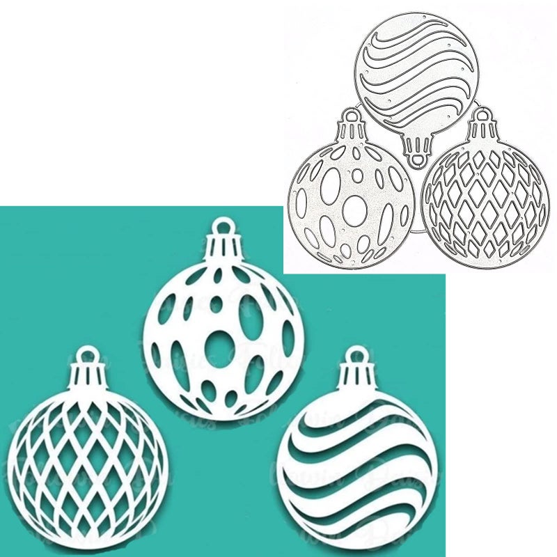 hinana 3pcs Christmas Bell Metal Die CutsChristmas Ball Frame Cutting Dies Cut Stencils for DIY Scrapbooking Photo Decorative Embossing Paper Dies for Scrapbooking Card Making