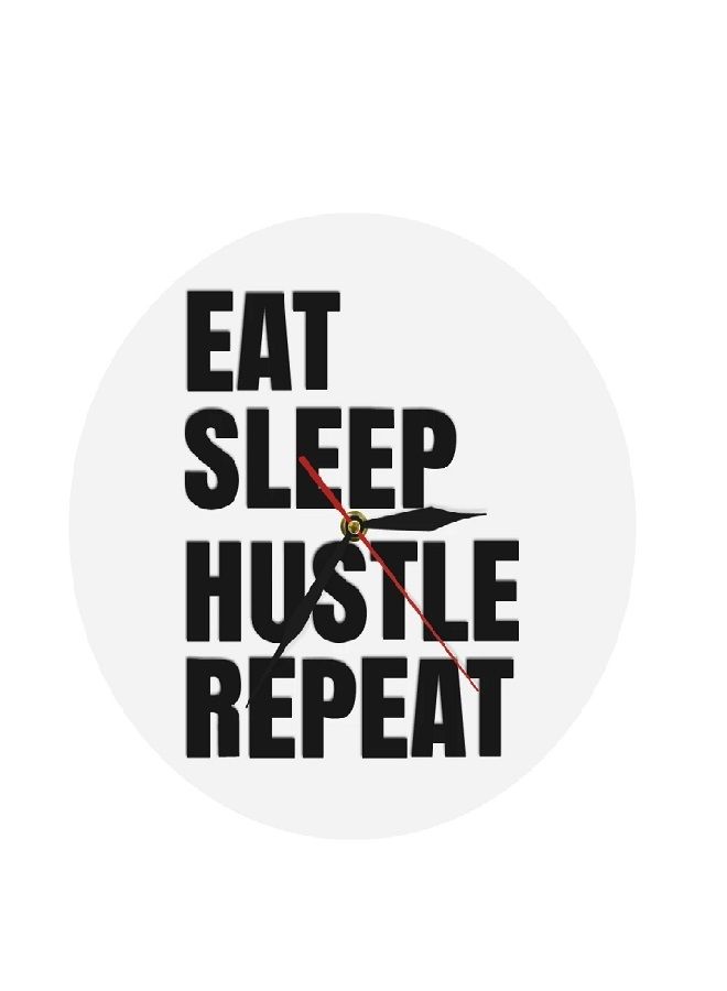 WALL BEAUTY Acrylic Wall Clock Eat Sleep Hustle Repeat Motivational Quote Wall Art Hustlers Clock Office Modern Wall Clock - Image 2