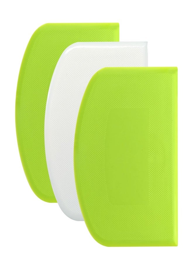 Ryidkcs 3-Piece Dough Scraper Set, 4.7x3.7 Inch Flexible Plastic Bowl and Bench Scrapers with Sharp Edges & Anti-Slip Grip for Baking, Pastry & Bread Making - Image 1