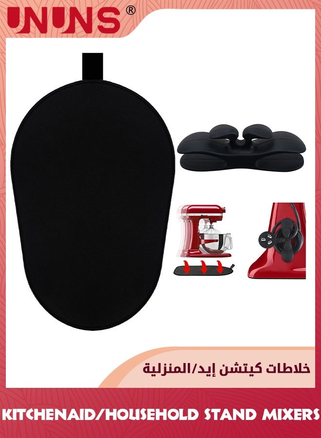 UNUNS Mixer Slider Mat For Kitchen,Aid Stand Mixer Slider Mat With Clip,Kitchen Accessory For Kitchen Appliances Air Fryer Slider Mat,Black  - Image 1