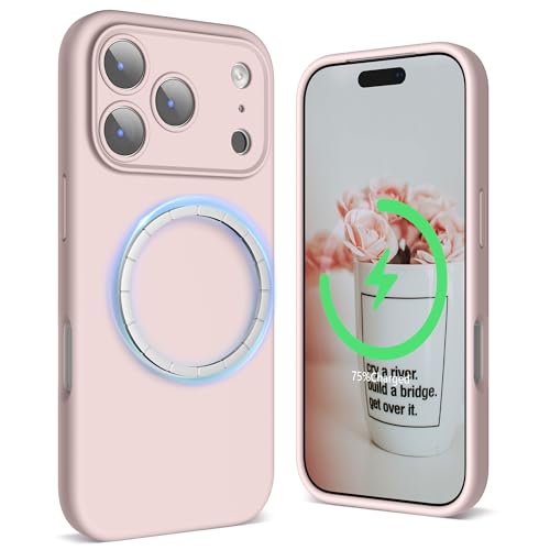 SURPHY Case for iPhone 17 Pro Case Compatible with MagSafe 63 inch 2025 Liquid Silicone 17 Pro Phone Cases Whit Soft Microfiber Lining Pink Sand - Image 1