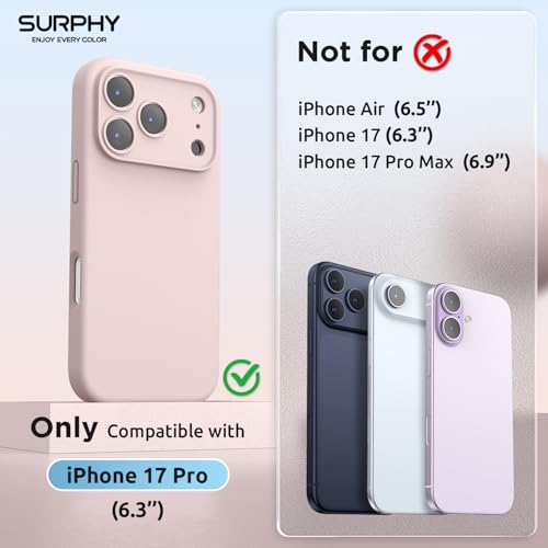 SURPHY Case for iPhone 17 Pro Case Compatible with MagSafe 63 inch 2025 Liquid Silicone 17 Pro Phone Cases Whit Soft Microfiber Lining Pink Sand - Image 3
