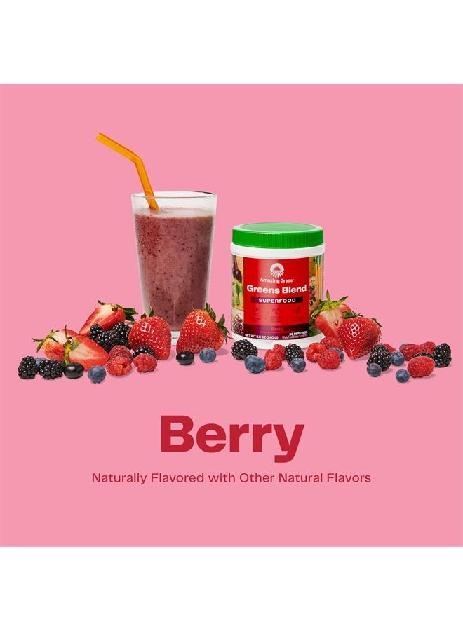 Amazing Grass Greens Blend Superfood Powder Smoothie Mix with Organic Spirulina, Chlorella, Beet Root, Digestive Enzymes, Prebiotics And Probiotics, Berry - 30 Servings  - Image 4