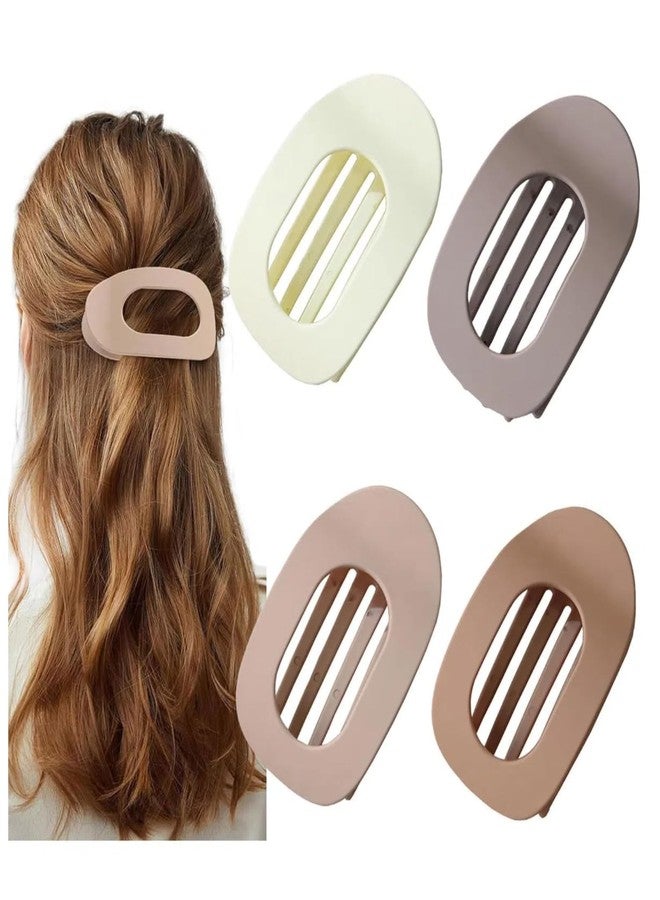 BOKKY 4PCS Flat Claw Hair Clips for Women – No-Slip Duckbill Hair Clips, Matte Round Hair Clamps for Thick & Thin Hair, Elegant Solid Color Hair Accessories for Everyday & Formal Styles (H) - Image 1
