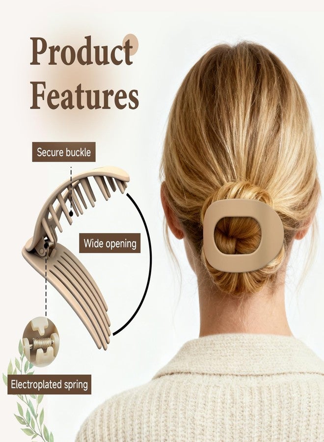 BOKKY 4PCS Flat Claw Hair Clips for Women – No-Slip Duckbill Hair Clips, Matte Round Hair Clamps for Thick & Thin Hair, Elegant Solid Color Hair Accessories for Everyday & Formal Styles (H) - Image 4