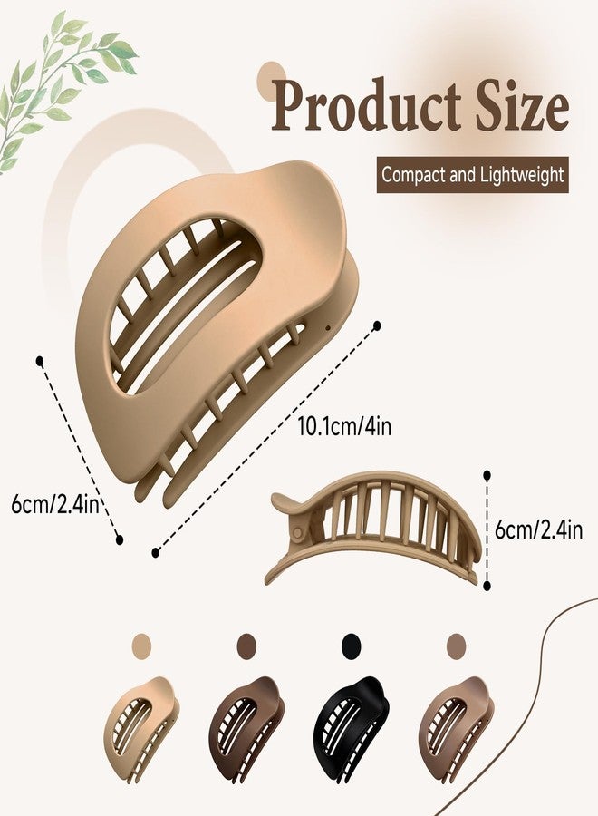 BOKKY 4PCS Flat Claw Hair Clips for Women – No-Slip Duckbill Hair Clips, Matte Round Hair Clamps for Thick & Thin Hair, Elegant Solid Color Hair Accessories for Everyday & Formal Styles (H) - Image 2