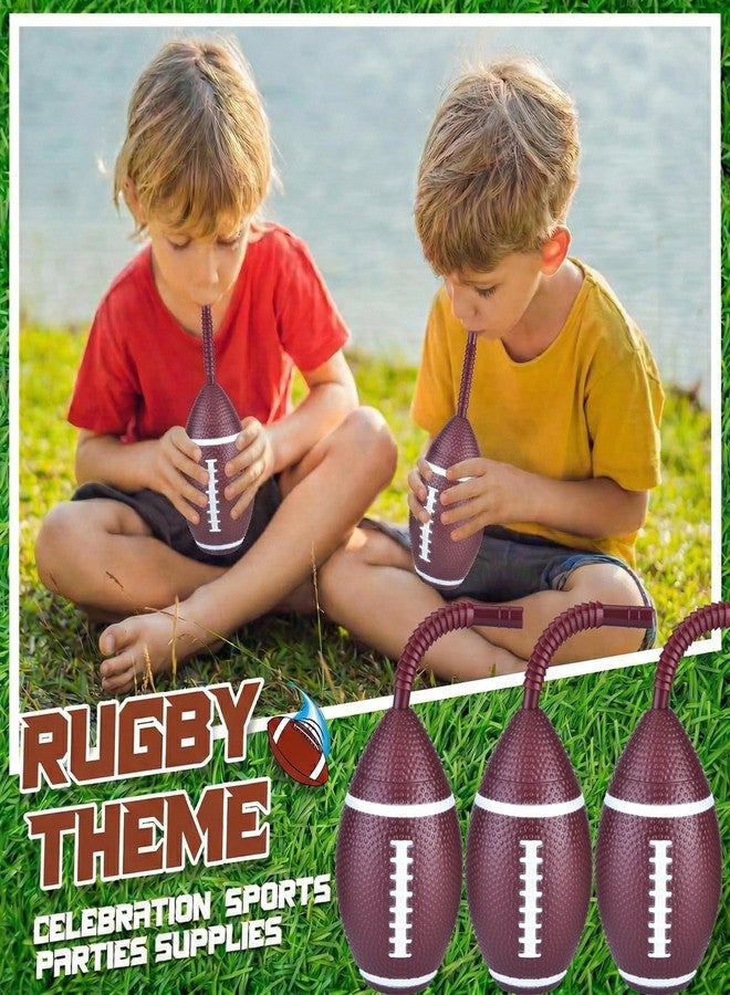 Haundry 12 Pack Football Party Cups with Lids and Straws, 10 oz Reusable Plastic Football Ball Party Cups for Game Day, Super Bowl Party Sports Theme Birthday Party Favors Supplies - Image 5
