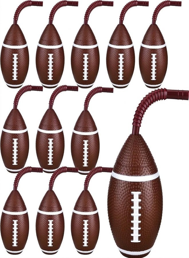 Haundry 12 Pack Football Party Cups with Lids and Straws, 10 oz Reusable Plastic Football Ball Party Cups for Game Day, Super Bowl Party Sports Theme Birthday Party Favors Supplies - Image 1