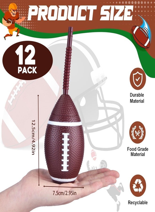Haundry 12 Pack Football Party Cups with Lids and Straws, 10 oz Reusable Plastic Football Ball Party Cups for Game Day, Super Bowl Party Sports Theme Birthday Party Favors Supplies - Image 2
