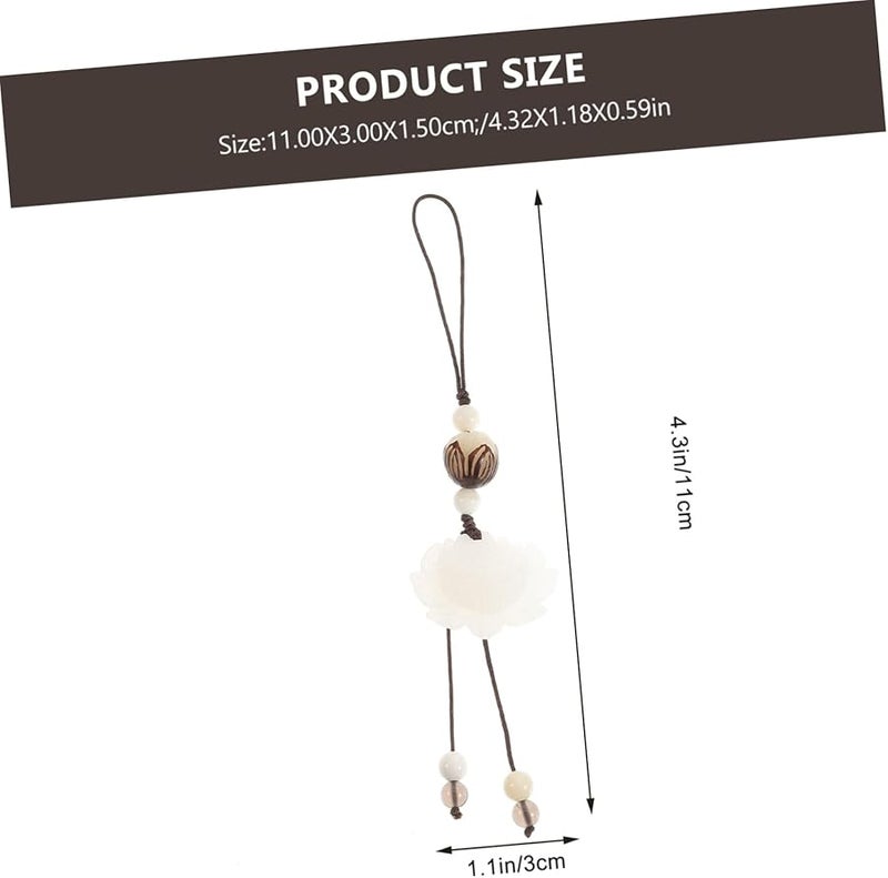 حبل هاتف من الخرز اليشم الأبيض محبوك يدويًا، سوار معصم قابل للفصل مع حامل USB - Image 3