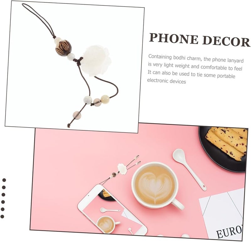 حبل هاتف من الخرز اليشم الأبيض محبوك يدويًا، سوار معصم قابل للفصل مع حامل USB - Image 5