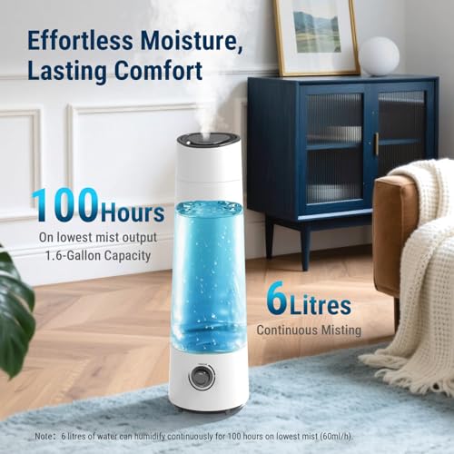 COSTAR Humidifier for Room Moisture with 6 Litres Water Tank, Top-Refill Cool Mist Ultrasonic Humidifier for Home Bedroom Whisper-Quiet, Auto-Shut off, Effective Cold & Cough Relief - Image 3