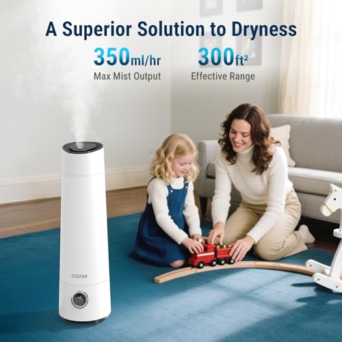 COSTAR Humidifier for Room Moisture with 6 Litres Water Tank, Top-Refill Cool Mist Ultrasonic Humidifier for Home Bedroom Whisper-Quiet, Auto-Shut off, Effective Cold & Cough Relief - Image 5