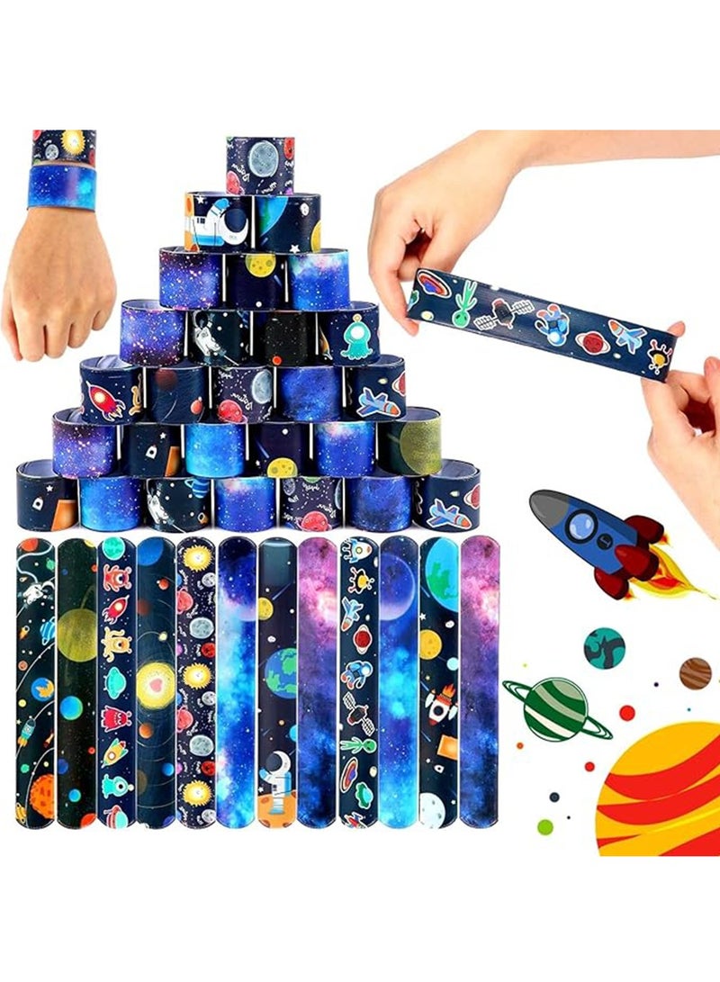 10 Pcs Space Slap Bracelets,Space Toys with Planet Design Kids Bracelets Snap Bands Class Prize Outer Space Party Decorations Favors for Teens Kids  - Image 3