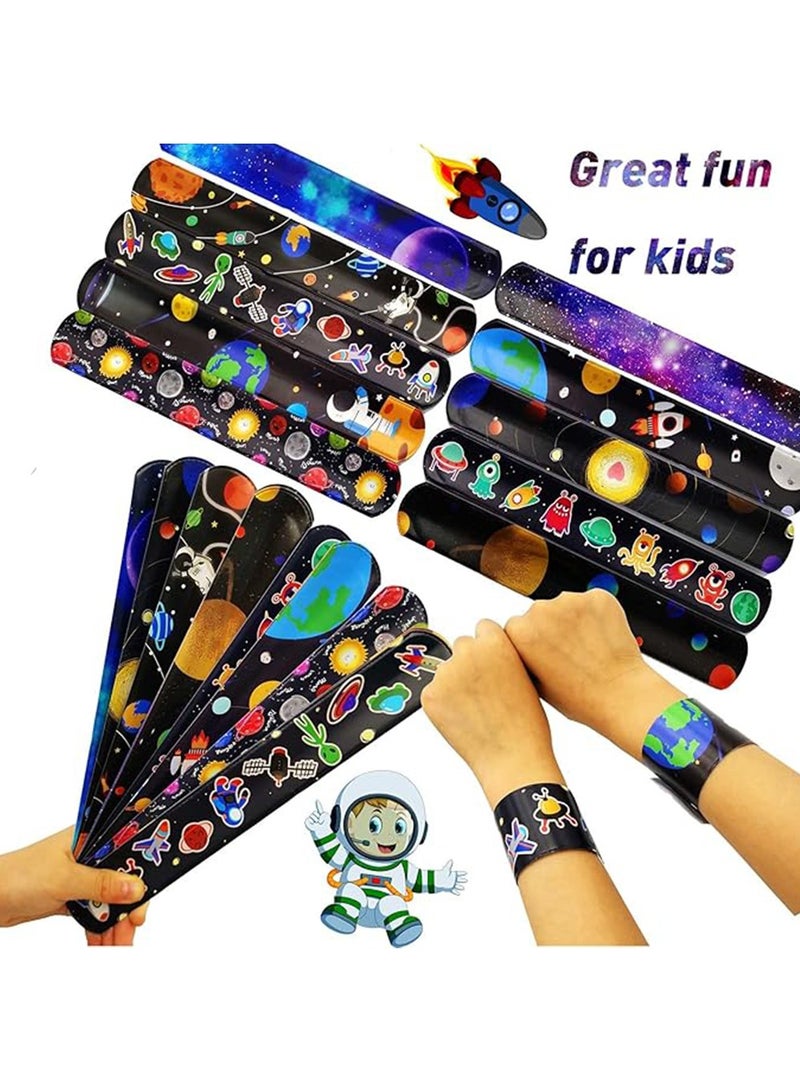 10 Pcs Space Slap Bracelets,Space Toys with Planet Design Kids Bracelets Snap Bands Class Prize Outer Space Party Decorations Favors for Teens Kids  - Image 4