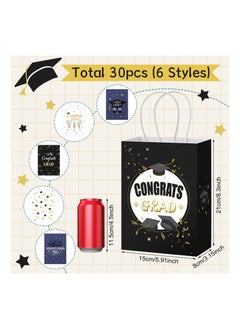Y&D Graduation Gift Bags Party Favor Gifts Wrapping with Handle 5.9 x 3.15 8.3 in Congrats Grad Paper Treat for College High School Senior Junior Graduates (Graduation)30 Pcs  - Image 3