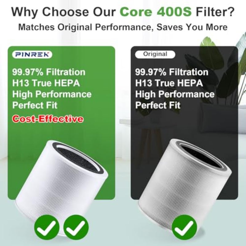 فلتر بديل لجهاز تنقية الهواء LEVOIT Core 400S، Core 400S-RF 3 في 1، فلتر مسبق، H13 True HEPA، الكربون المنشط. تلتقط 99.97% من جزيئات بحجم 0.3 ميكرومتر. يزيل روائح دخان الغبار - Image 2