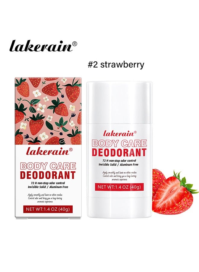 ليكرين مزيل العرق للعناية بالجسم - للتحكم في الرائحة بدون توقف كريم صلب غير مرئي للإبطين وأجزاء الجسم الأخرى خالي من الألومنيوم بدون بقايا بيضاء للتحكم في الرائحة عصا مزيل عرق للجسم تدوم طويلا (فراولة # 02) 40 جم