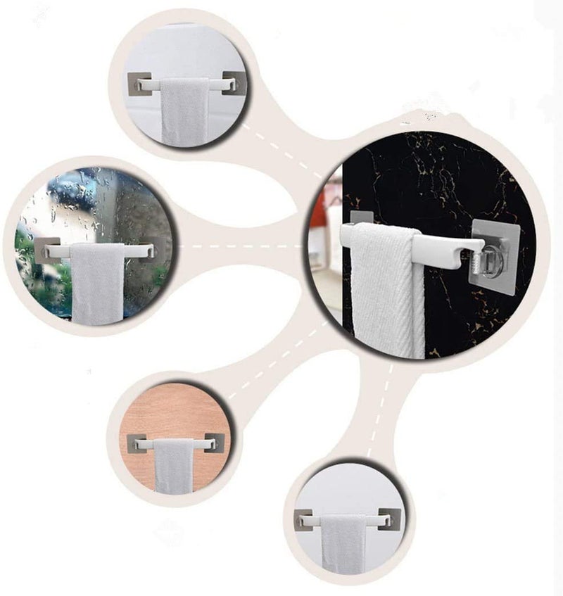 TORMUND Self-Adhesive Wall Mounted Towel Holder - Bathroom and Kitchen Rack - Magic Sticker Hanger for Wash Basin - Plastic Bar - Image 2